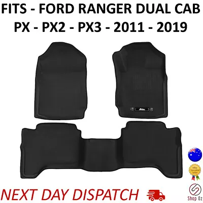 $120.65 • Buy Ford Ranger Dual Cab Car Floor Mats PX PX2 PX3 2011 - 2019 3D Rubber - Weisshorn