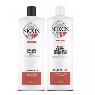 Nioxin System 4 Coloured Hair & Progressed Thinning - Shampoo & Conditioner 1L • $141.55