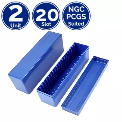 2 Unit 20 Slot Slab Coin BLUE ABS Storage Box Case Holder 4 PCGS NGC ANACS ICG • $16.95