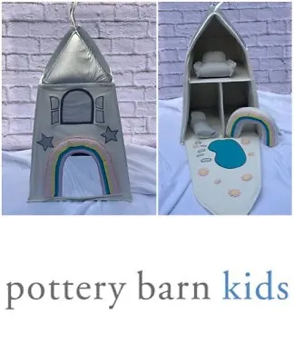 $60 • Buy Pottery Barn Kids Fabric Dollhouse Unicorn Castke Soft Foldable Portable Rainbow