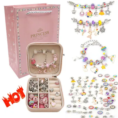 £16.67 • Buy Girls Bracelet Making Kit Beads Jewellery Charms Pendant Set DIY Craft Kids Gift