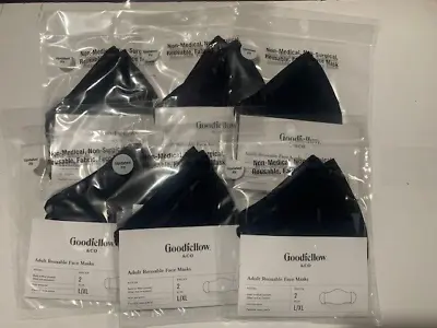12 Goodfellow Adult Reusable Fabric Cotton Face Masks LG/XL Blue/Black (6 2/Pks) • $7.91