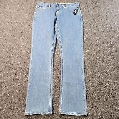 Volcom Vorta Jeans Mens 36x34 Blue Slim Straight Leg Medium Wash Denim Pants • $34.99