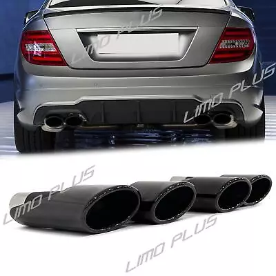 50mm Dual Black Exhaust Tips For Mercedes W220 W221 W204 W218 W212 W212 SLK • $249.99