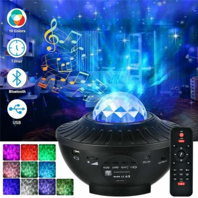 £8.97 • Buy LED Projector Light With Music Bluetooth Speaker Ocean Wave Star Sky Night Light