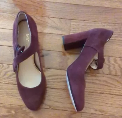 Michael By MICHAEL Shannon Burgundy Pumps Heels Strap Leather Ellaa 7 • $24.99