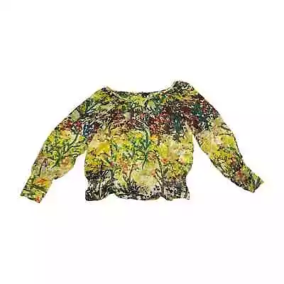 H&M Multicolor Floral Sheer Long Sleeve Blouse Women’s Size 4 • $15.57