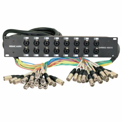 Rack Mount 16 Channel XLR TRS Combo Splitter Snake Cable - 5' And 15' XLR Trunks • $236.99