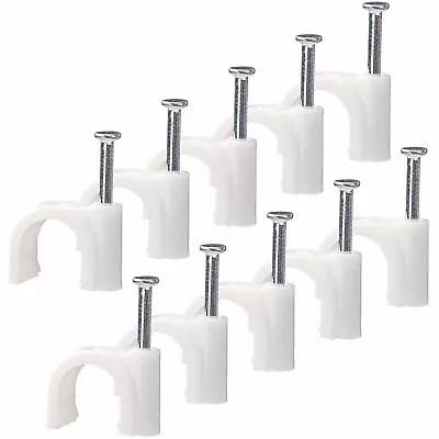 £1.99 • Buy White Round Electrical Wire Cable Clips With Nail 4mm 5 6 7 8 9 10 12 14 16mm