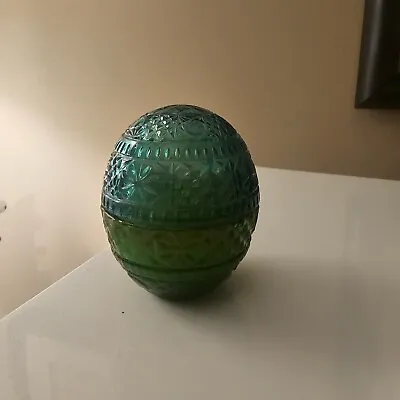 Vintage Avon Green Egg. Plastic Top Etched Glass Bottom. Mostly Used. • $2