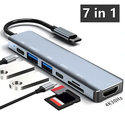 $16.98 • Buy 7-in-1 USB-C Hub Adapter Type-C Hub HDMI For MacBook Pro/Air IPad Pro Laptop