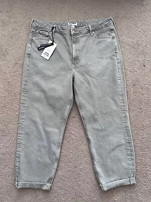 £22 • Buy River Island Ecru Denim Luxe Cropped Straight Jeans Raw Hem- 18R BNWT RRP £42