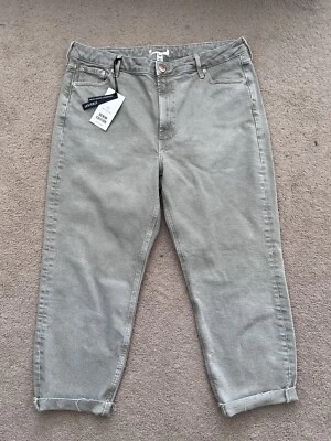 £22 • Buy River Island Ecru Denim Luxe Cropped Straight Jeans Raw Hem- 18R BNWT RRP £42