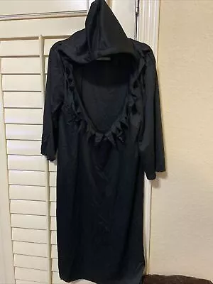 Black Hooded Robe Child M (8-10) Cosplay Dress Up Scary Halloween Costume • $12