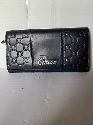 OROTON Black Leather Ladies Wallet Purse Signature Impressed Pattern • $20