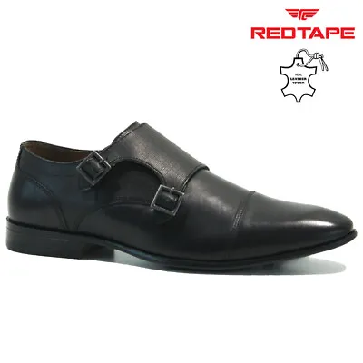 Mens Red Tape Leather Monk Shoes Casual Office Smart Party Formal Oxford Size • £22.95