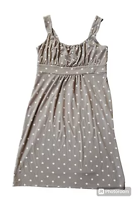 Ann Taylor Womens Sleeveless Dress Small Petite Gray White Polka Dot Sundress • $15