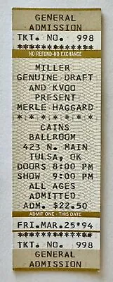 Merle Haggard Concert Ticket 1994 Tulsa OK • $7.61