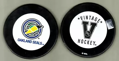 OAKLAND SEALS 1967 Logo NHL PUCK White Vintage Back - #5L_very LAST1 • $9.99