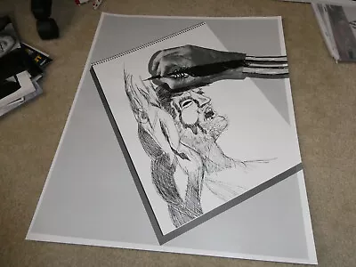 Unique Photograph Computer Art Poster Hand Drawing Man 24x20  • $29