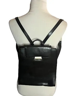 Mandarina Duck Vintage Leather Backpack Black Structured Lined • $64.99