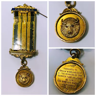 Antique 1922 Masonic 9ct Hallmark Gold Lodge Founder Medal - 12.5cm • £108