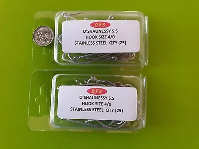 50x DFS Size 4/0 O'shaughnessy STAINLESS STEEL Fishing Hooks • $16