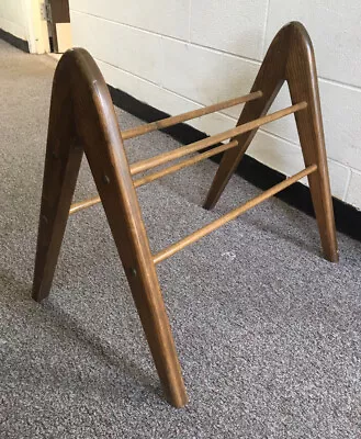 Vintage Wood Boomerang Magazine News Hanging Rack Retro Mid Century Hairpin • $60