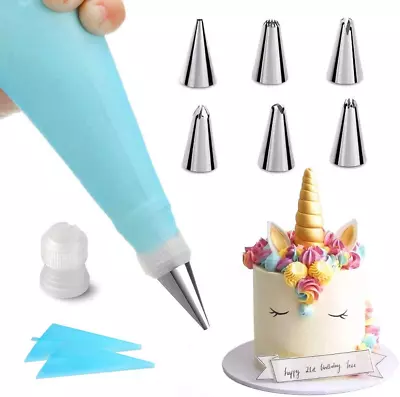 Piping Bags And Nozzles Set 9 Pcs Cake Decorating Supplies Kit With 2 Silicone I • £3.99