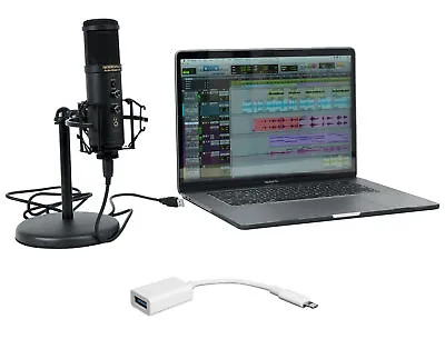 Rockville Solo-Cast Pro USB Computer Microphone PC Zoom Mic+iPhone/iPad Cable • $68.90