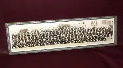 Vintage Silver Gilt Wood Framed Black & White Panorama Photo US Military Unit 55 • $99