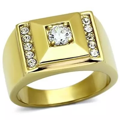 $29.99 • Buy 18K GOLD EP .60CT MENS DIAMOND SIMULATED RING Sz 8-13 You Choose