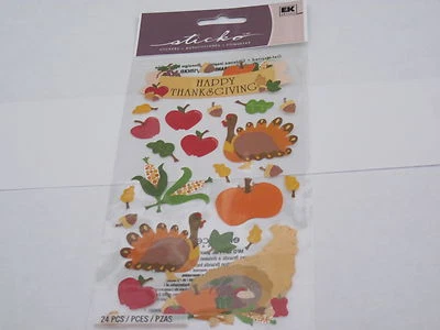 $2.99 • Buy Crafts Stickers Sticko Happy Thanksgiving Turkey Pumpkin Corn Apples Leaves