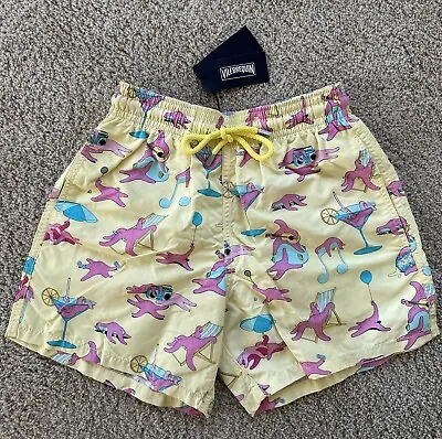 NWT AUTHENTIC VILEBREQUIN MOOREA Swim Trunks - MEN - XS - EXTRA SMALL - YELLOW • $125