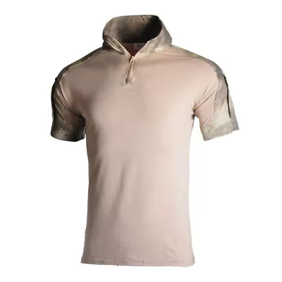Mens Combat T-Shirt US Army Military Long Sleeve Tactical Camo Zip Casual Shirts • $22.69