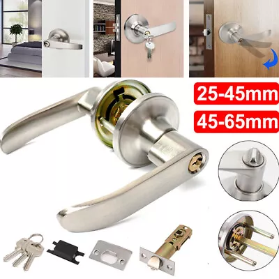 Home Entry Lever Three-Handle Door Lock Set Bathroom Entrance Passage With Key • £8.95