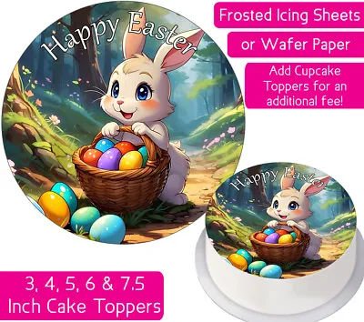 Easter Cartoon Bunny Edible Wafer & Icing Cake Toppers Decor Bday Party Animals • £4.50