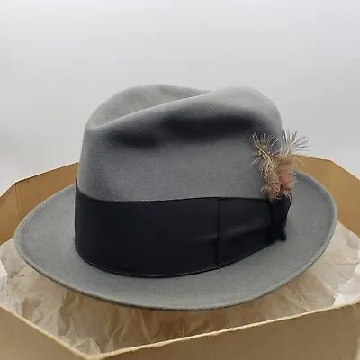 Vtg Barsalino Fedora Hat Grand Prix 1900 ALESSANDRIA Charcoal Gray Black 7 1/8 • $149.99