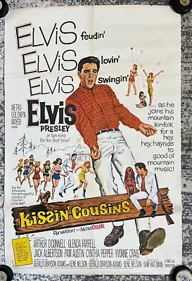 Original 1964 ELVIS PRESLEY In KISSIN COUSINS One Sheet MOVIE POSTER • $175