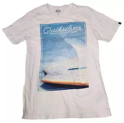 Quicksilver T-shirt Mens Size M Medium  White Surf Surfboard Tee • $11.69