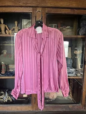 Vintage Saint Laurent Rive Gauche Pink Silk Shirt Top Paris Designer 1970’s  • $14.50