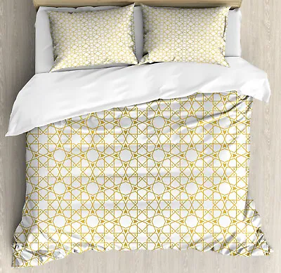 Moroccan Duvet Cover Set With Pillow Shams Traditional Girih Star Print • $69.99