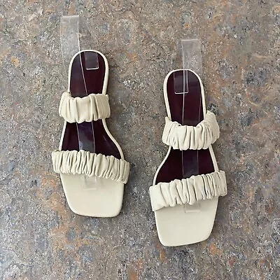 New Staud Maya Ruched Slides Sandals Shoes Cream Sz 38 • $148