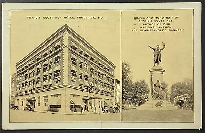 Frederick Maryland Francis Scott Key Hotel Vintage Postcard Posted 1933 • $2.96