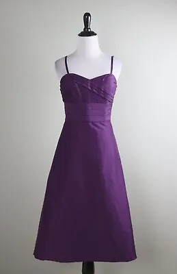 ANN TAYLOR NWT $198 Purple 100% Silk Dupioni Formal Pleated Dress Size 6 • $39.99