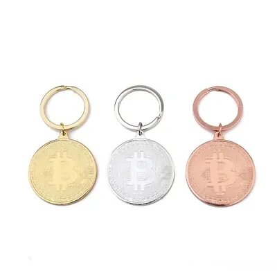 New Jewelry Copper Plated Collectors Bitcoin Key Chain Key Ring Commemorative • $7.65