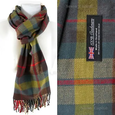 Mens Womens Winter Warm SCOTLAND Made 100% CASHMERE Scarf Scarves Plaid Wool • $7.49