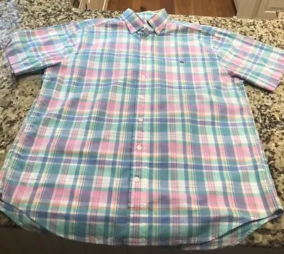 Vineyard Vines Pink  Plaid Mens Short Sleeve Tucker Shirt • $11.28