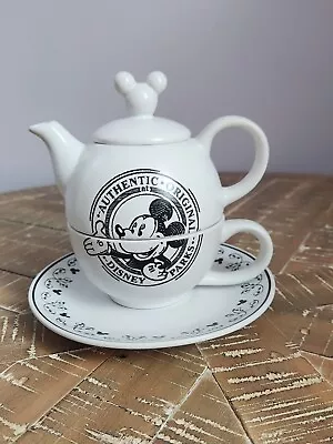 Disney Parks Mickey Mouse Original Pattern Ceramic Teapot Tea For 1 Set • $48.90