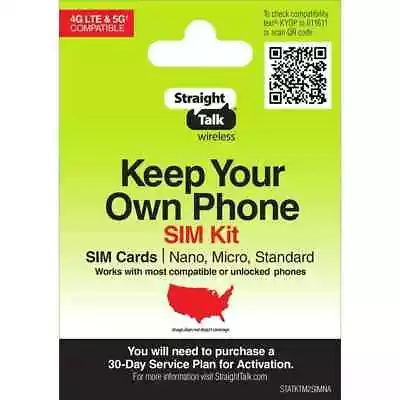 Straight Talk SIM Card Verizon T-Mobile 4G LTE & 5G Plus-No Talk Time/ Prepaid • $3.58